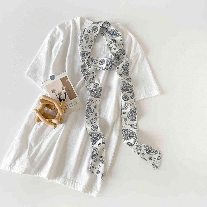 Millennium Spice Girl Style Thin Long Silk Scarf Neck Ribbon Retro Leopard Print Silk Scarf Long High-End Ribbon Headband