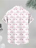 Men's Casual Flamingo Printed Short - Sleeve Shirt, Polyester Material, Mixed Color, Multiple Specifications Available, Stylish for Daily Wear &
