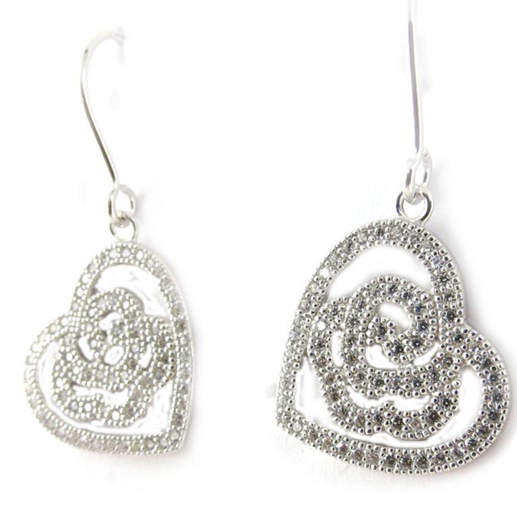 Altesse [K9427] - Boucles Argent 'Love' Blanc