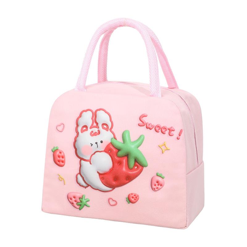 Cute Bento Bag with Rice, Portable Lunch Bag, 3D Three-dimensional Printed Cartoon Preservation and Insulation Lunch Box Bag