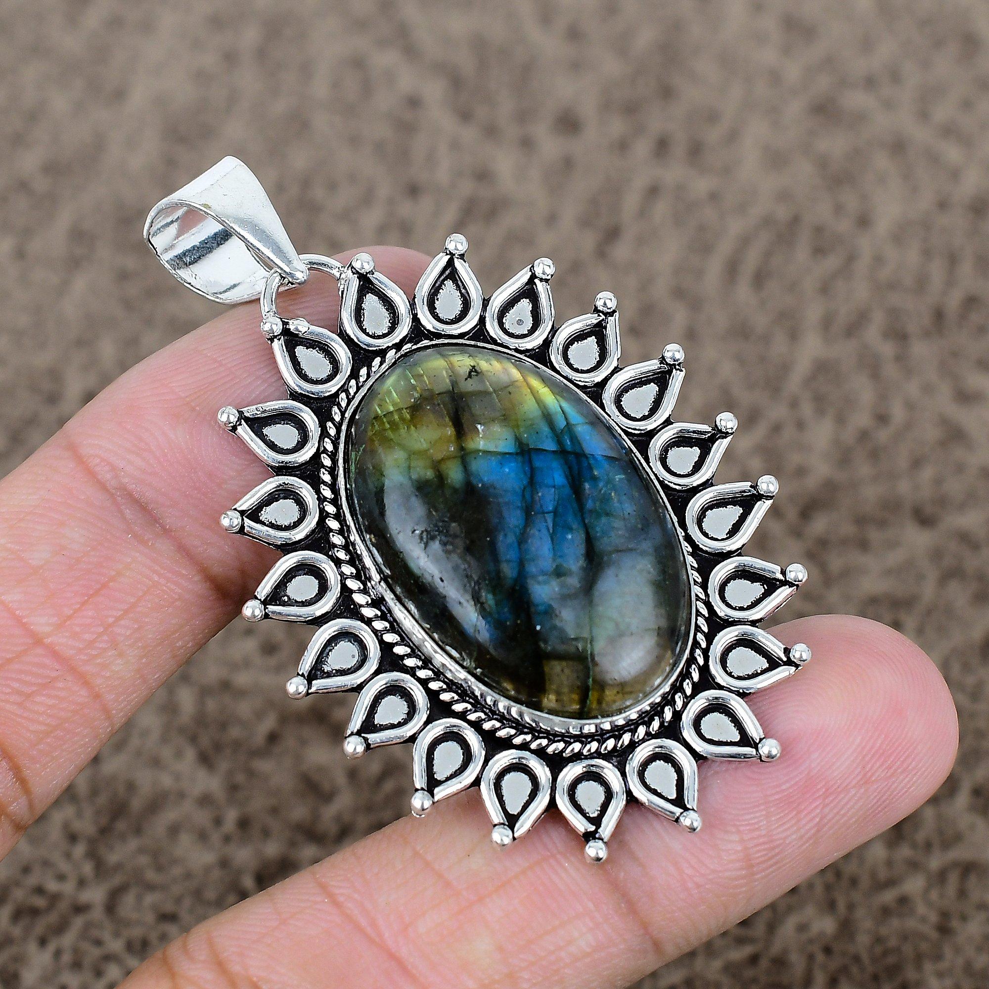 

Labradorite Gemstone Handmade 925 Sterling Silver Jewelry Pendant 2.36 KKG-749