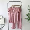 K-style Spring and Summer Women's Silk Satin Pajamas Women's High-End Silk Long Sleeves Homewear Suit Can Be Outer Wear Trousers