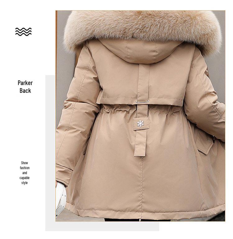 Women's Mid-Length Loose-Fit Padded Parka - Korean Style Winter Coat, Trendy Plus Size, Cotton and Down Blend.