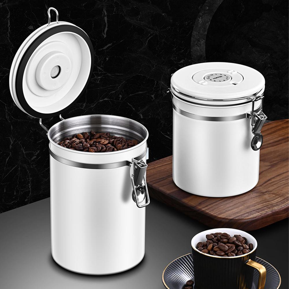 40/50/60 OZ Coffee Canister 304 Stainless Steel Grain Tea Container with Scoop CO2 Releasing Valves for Grounds Coffee Beans Tea