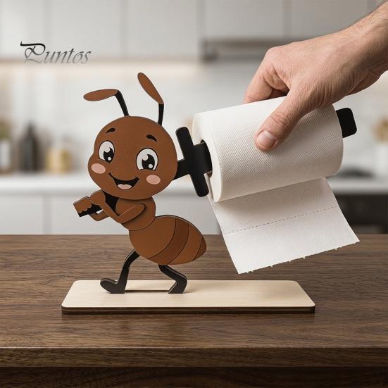Decorative Kitchen Paper Organizer Funny Animals Wooden Toilet Holder, 3D Animal Bathroom Decor, Cute Cartoon Vertical Countertop Roll Stand