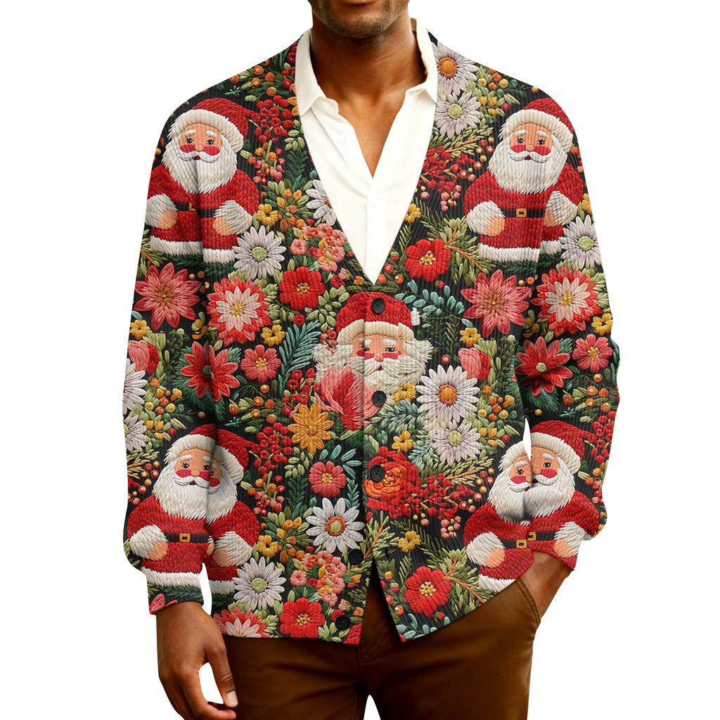 Ribbad långärmad kofta för män