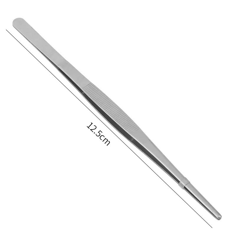 

Зубчатый пинцет из нержавеющей стали, длинный пинцет для еды для барбекю, прямой пинцет, домашний медицинский садовый кухонный инструмент для барбекю, пинцет для ресниц S