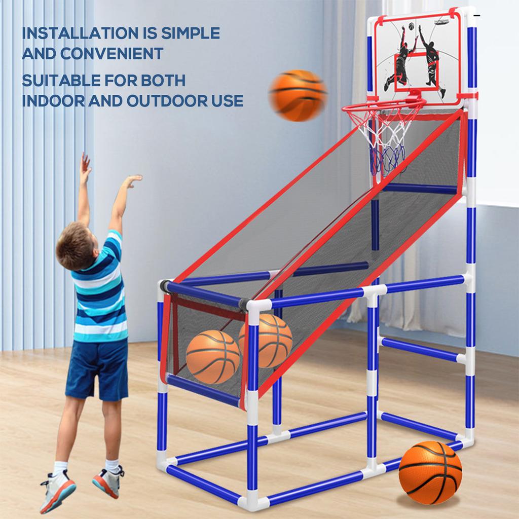 Basketball Game Set Kids Basketball Hoop for Indoor Outdoor with 4 Balls 88cm to 140cm Height Adjust