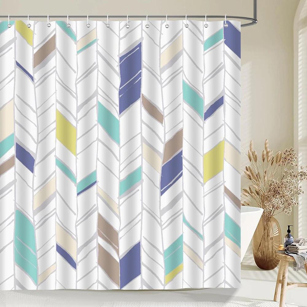 Modern Simple Shower Curtain Nordic Abstract Geometry Shower Curtains Home Bathroom Decor Fabric Bath Curtains With Hooks