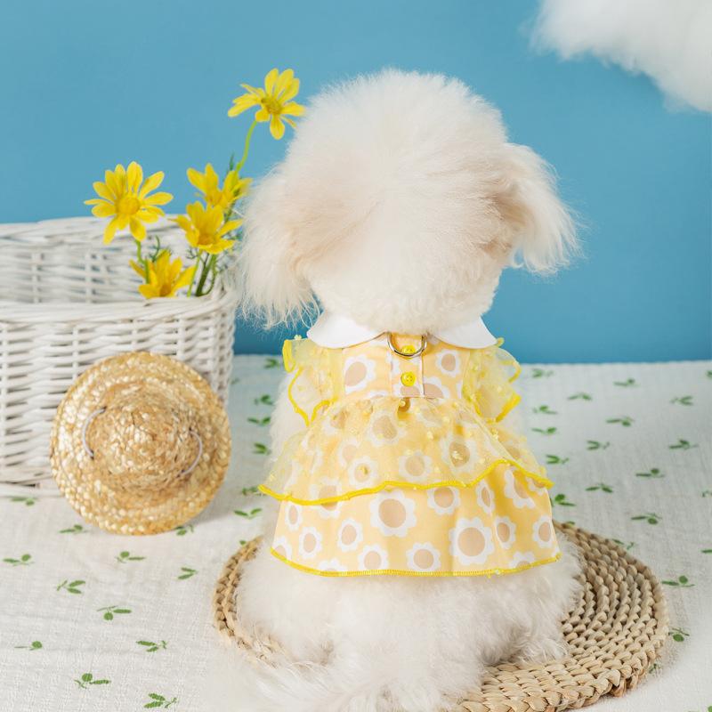 

New dog dress spring summer dog lace polka dot dress medium and small dog teddy pet clothes XXL (recommended weight 15-10kg) бонді синього кольору