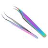 1Pc Multicolor  Stainless Steel Eyelashes Tweezers Curved Straight For Eyelash Tongs False Clip Professional For Lashes Extension Tools