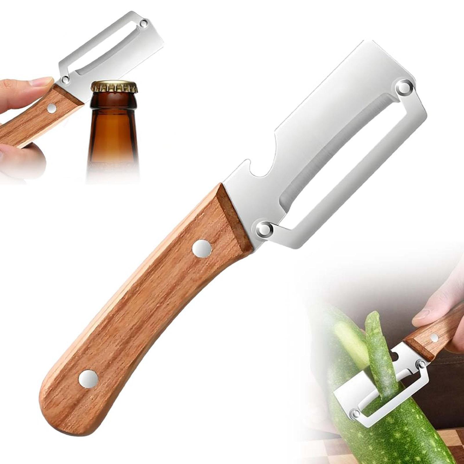 

Stainless Steel Blade Vegetable Peeler with Ergonomic Wooden Handle for Efficient Fruit and Vegetable Preparation One Size