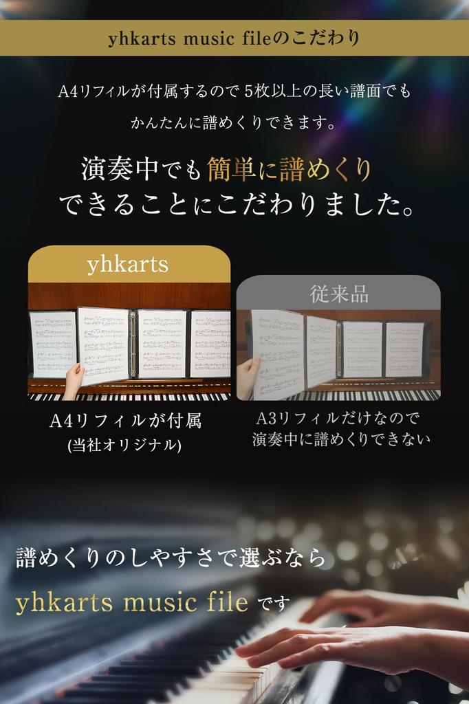 YOHAC Sheet Music File, 4-Sided, Writable [Supervised by a Professional Pianist], 64 Pages Total (A4 Loose-Leaf), Can Also Hold A3 Sheets (Main Unit