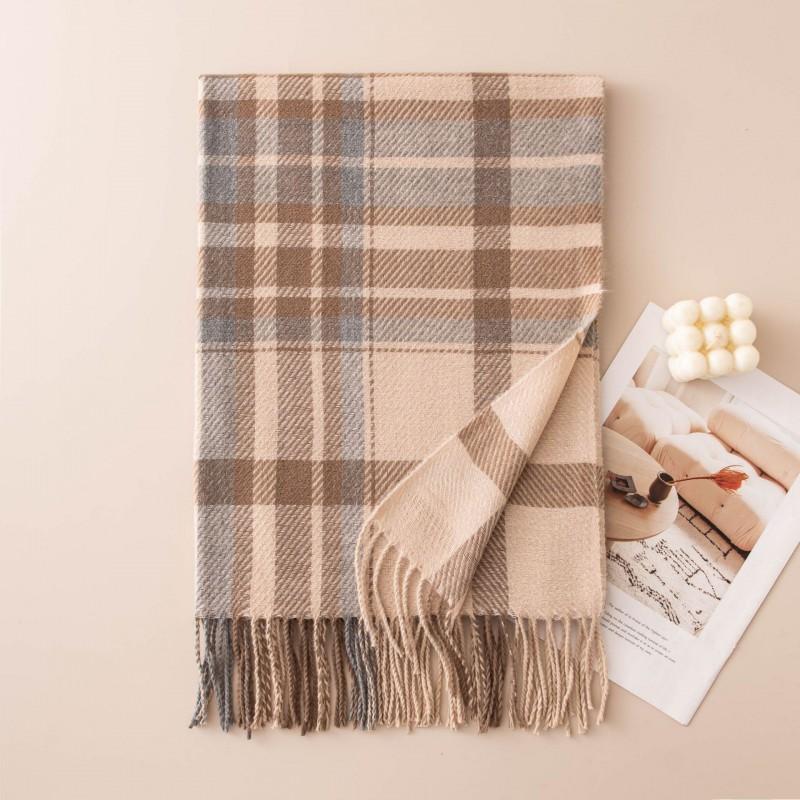 Womens Plaid Scarf Winter Thick Warm Knitted Shawl