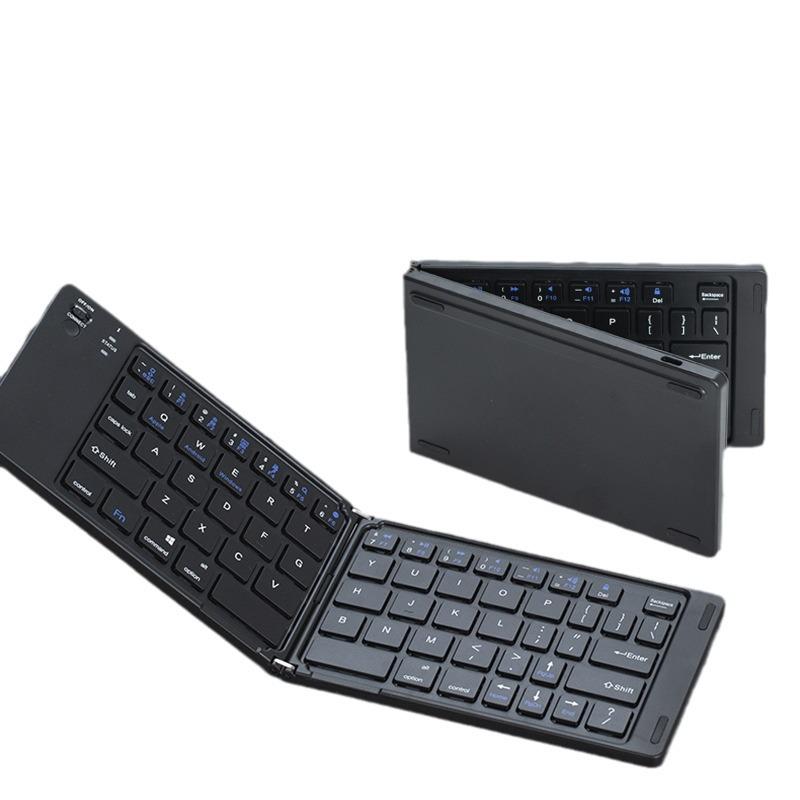 Compact Triple-System Folding Bluetooth Keyboard with Silent Typing and Rechargeable Battery