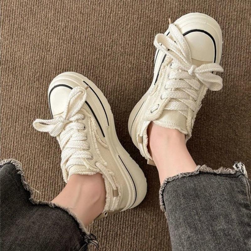 Platform Canvas Shoes Women's Shoes Autumn New Heightening Beggar Board Shoes Female Students Versatile White Shoes