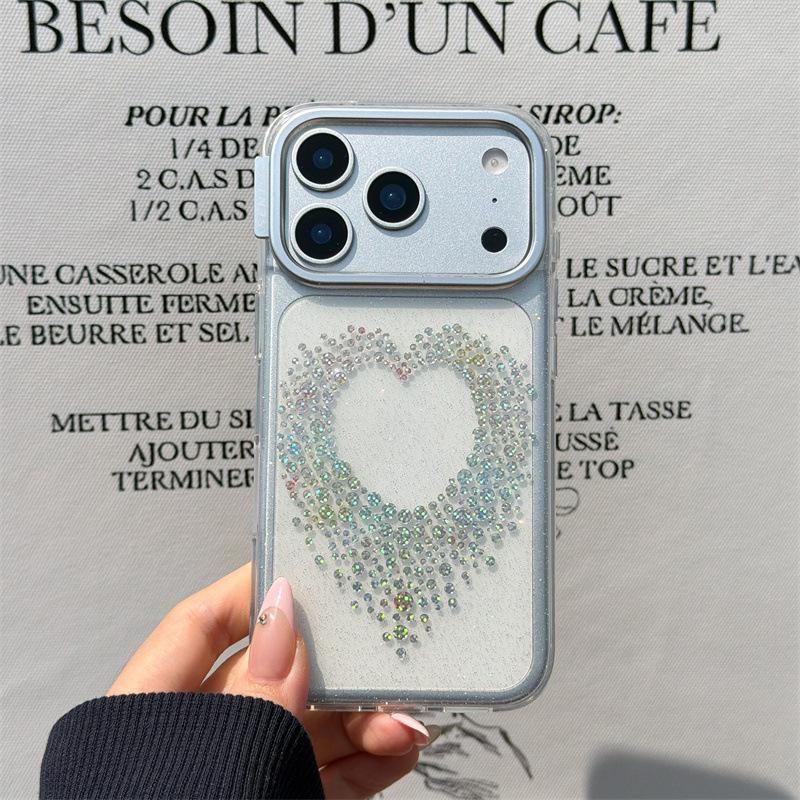 Luxurious Gilded Heart iPhone Case for Women - Compatible with iPhone 17, 16 Pro Max, 15, 14 16