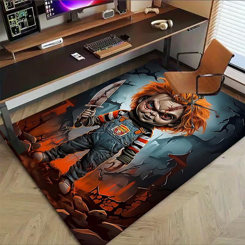 Horror Doll Knife Carpet For Playroom Bedroom Living Room Sofa Home Decorkids Game Area Rug Nonslip Floor Mat