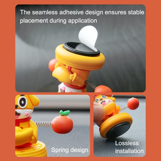Car Dashboard Ornaments Shaking Spring Animal Figurine Lucky Car Decor for Vehicle Dashboard Automotive Truck SUV Interior Commuting