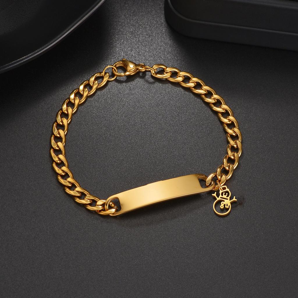 Atoztide Engrave Name Bar Bracelet for Women Christmas Series Stainless Steel Jewelry Adjustable Punk Chain Personalized Gift