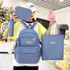5pcs Elementary School Five Piece Backpack High School Students Large Capacity Multi Pocket Multi Functional Backpack Solid Canvas Leisure Bag