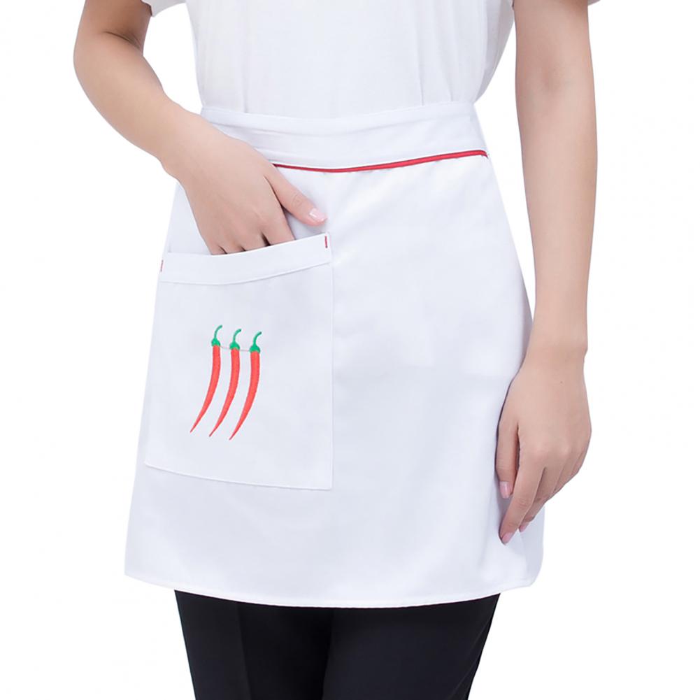 Kitchen Cooking Apron Unisex Striped Plaid Apron With Pocket Waterproof Men Women Waist Apron For Restaurant Bar Short Pinafore