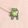 Meme Cheems Dog Enamel Pin Cute Shiba Inu On Green Frog Chair Brooch Internet Lapel Badge For Hats Gift For Friends