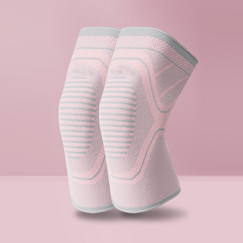 

2PCS Fitness Jogging Cycling Knee Support Braces Elastic Athletic Compression Knee Pad Sleeve Designed For Basketball Volleyball High Quality S розовый
