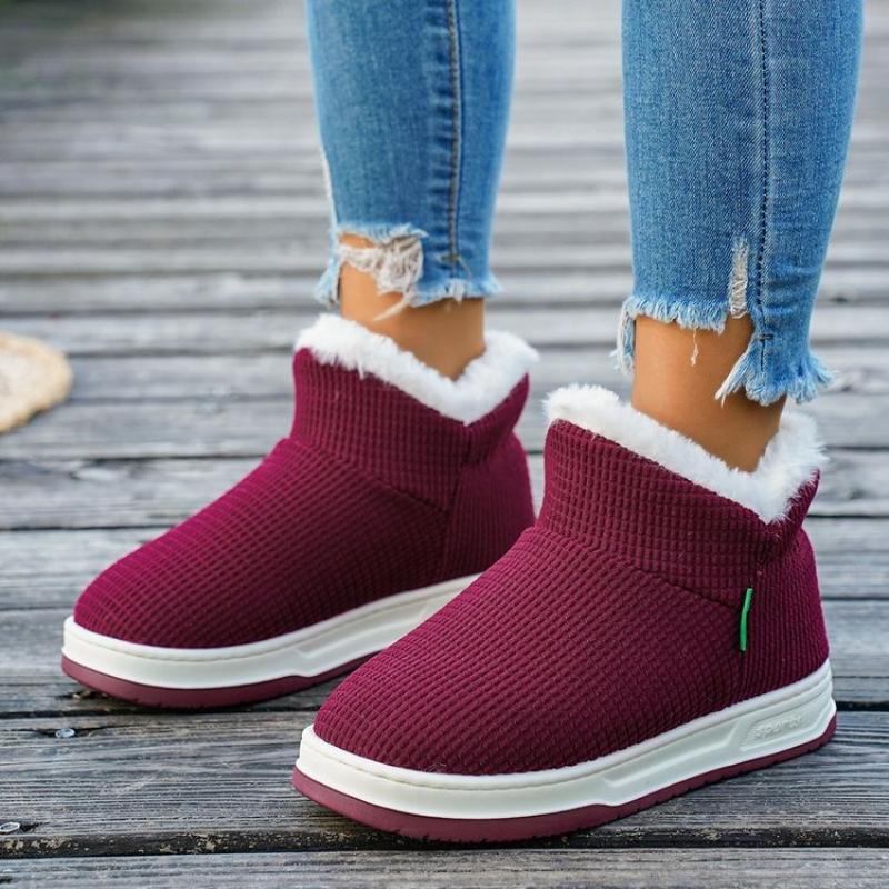 

Зимние хлопковые ботинки Снежные ботинки Теплые Плюс Флис Утолщенные Износостойкие Домашние На плоской подошве Нескользящие Женские ботинки 38 вино красного