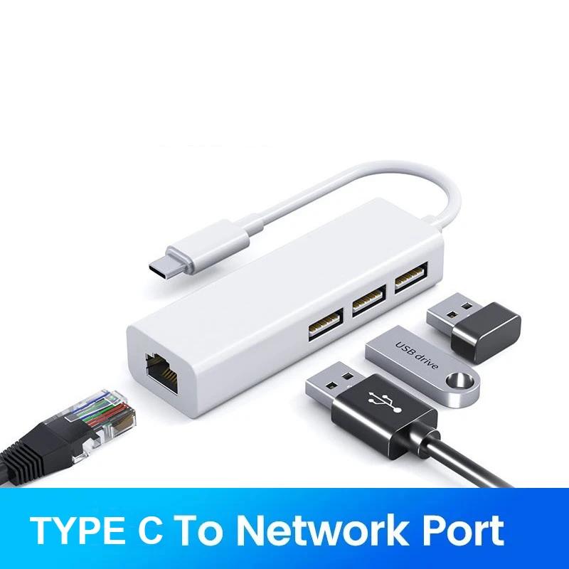

4-in-1 USB HUB USB C Dock Station USB Ethernet Adapter USB to 100Mbps RJ45 USB Splitter OTG Adapter For PC Laptop Macbook Pro CHINA сіро-коричневий