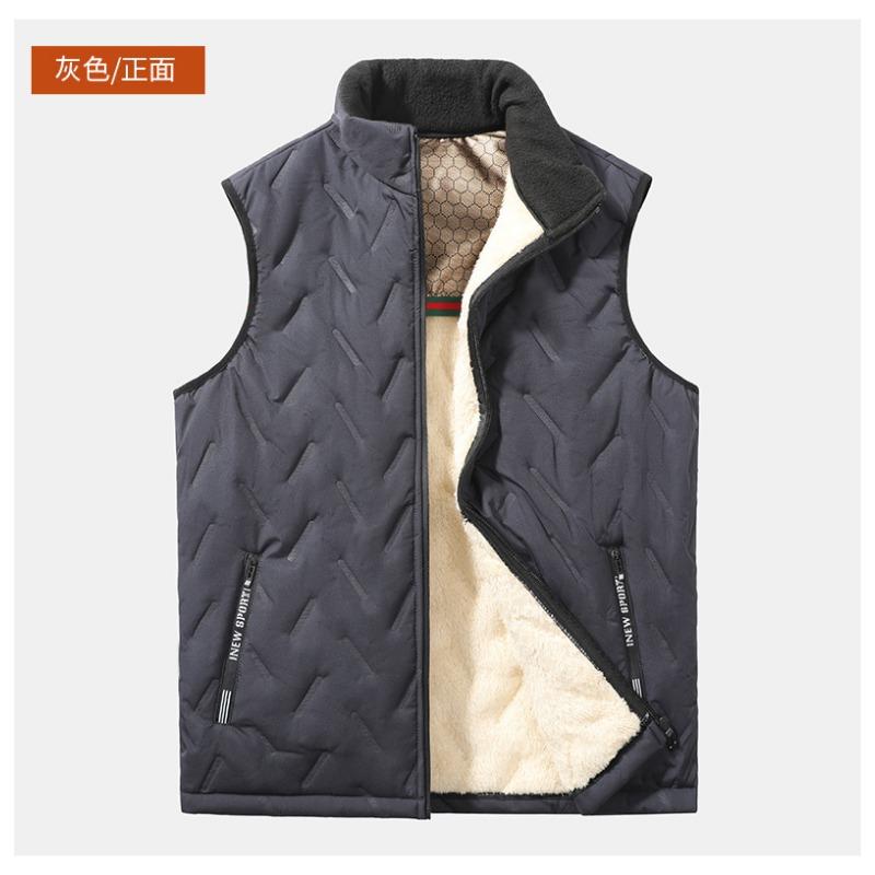 

Новый зимний мужской графеновый жилет на флисе большого размера из овечьей шерсти, теплый верхний жилет без рукавов 2XL серый