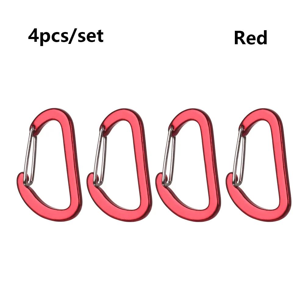 4pcs Aluminum Alloy D-Ring Keychain Carabiner Lock Buckle Hook Climbing Snap Clip High quality Fishing Tool