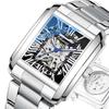 Relógio Automático de Ouro de Luxo Masculino Business À Prova d'Água Esqueleto Tourbillon Mecânico de Pulso