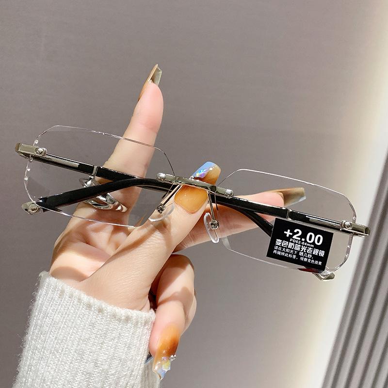 Advanced Frameless Photochromic Beveled Reading Glasses with Anti-Blue Light & High Definition