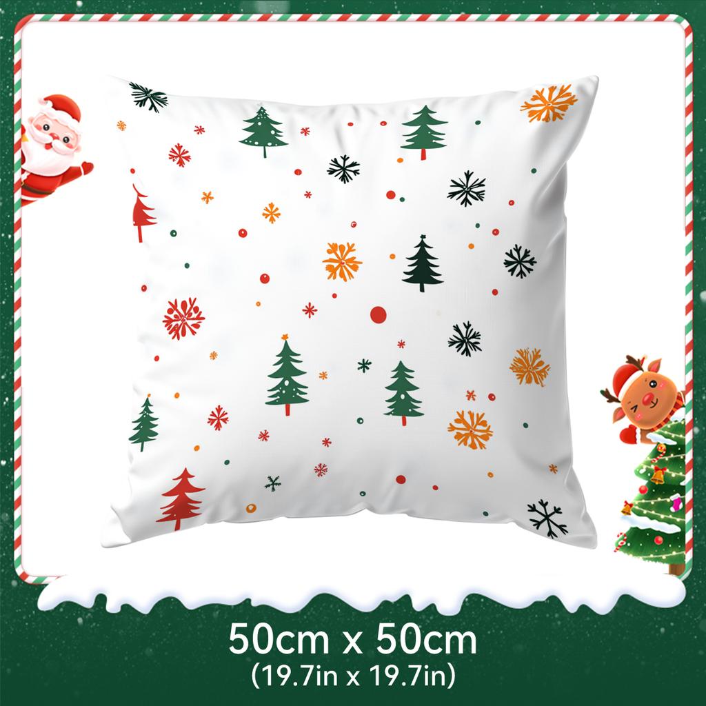 Cartoon Style Christmas Elements Pillowcase Bedroom Cushion Cover 100% Polyester Living Room Cushion Pillowcase Home Decor