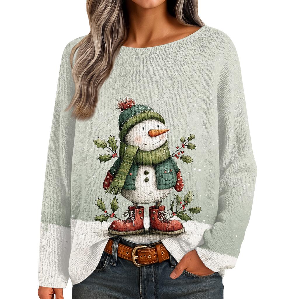 Womens  Fall Sweaters Long Sleeve Print Tops Pullover Sweaters Loose Dressy Casual Basic Clothes