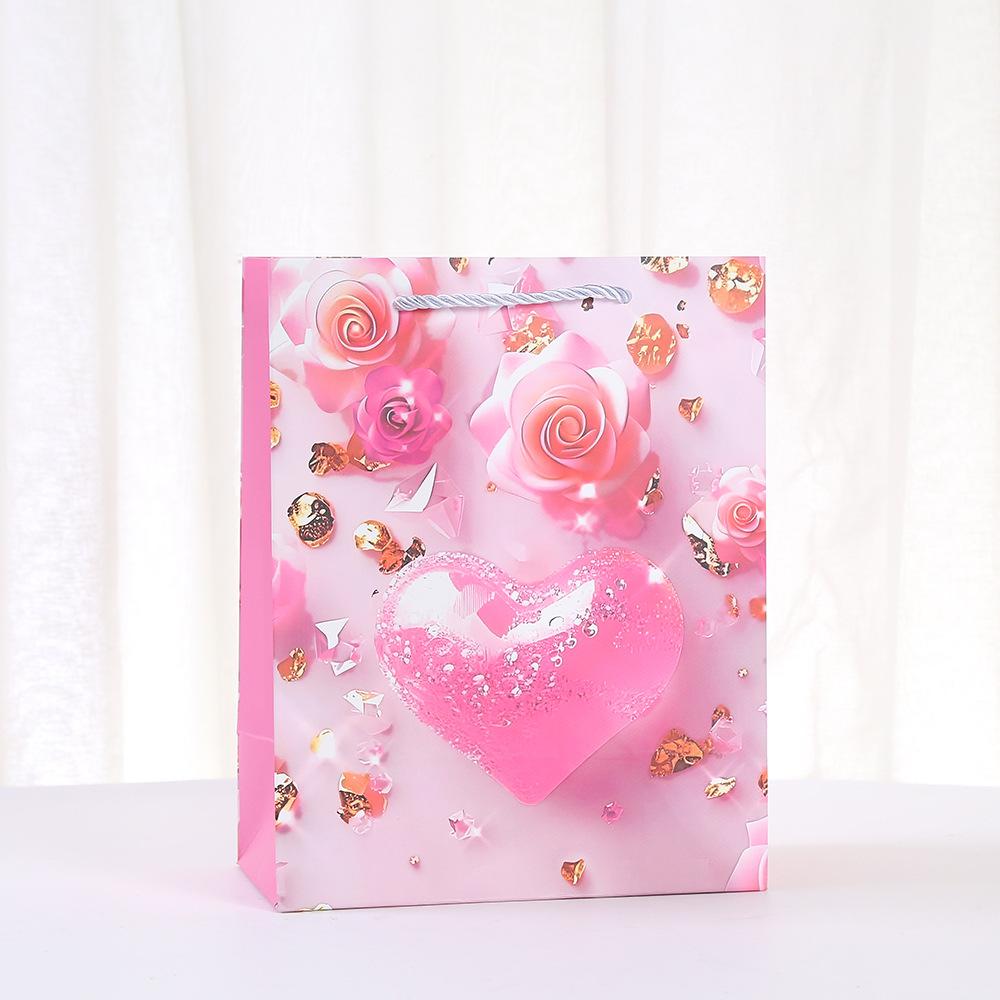 12pcs Heart Design Gift Bags For Valentine’s Day Bridal Shower Wedding Party Bags With Cute Love Heart Print