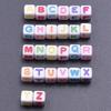 Mixed Acrylic Color 26 Initial Letters Big Hole Beads For Jewelry Making Supplies White Block Spacer Bead DIY Bracelet Materials