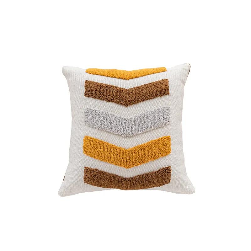 45x45cm Nouveau Nordique Rétro Bohème Velours Housse de Coussin Jeté Salon Housse de Coussin de Canapé Housse de Dossier Taie d'Oreiller Décoration de Maison 45x45cm