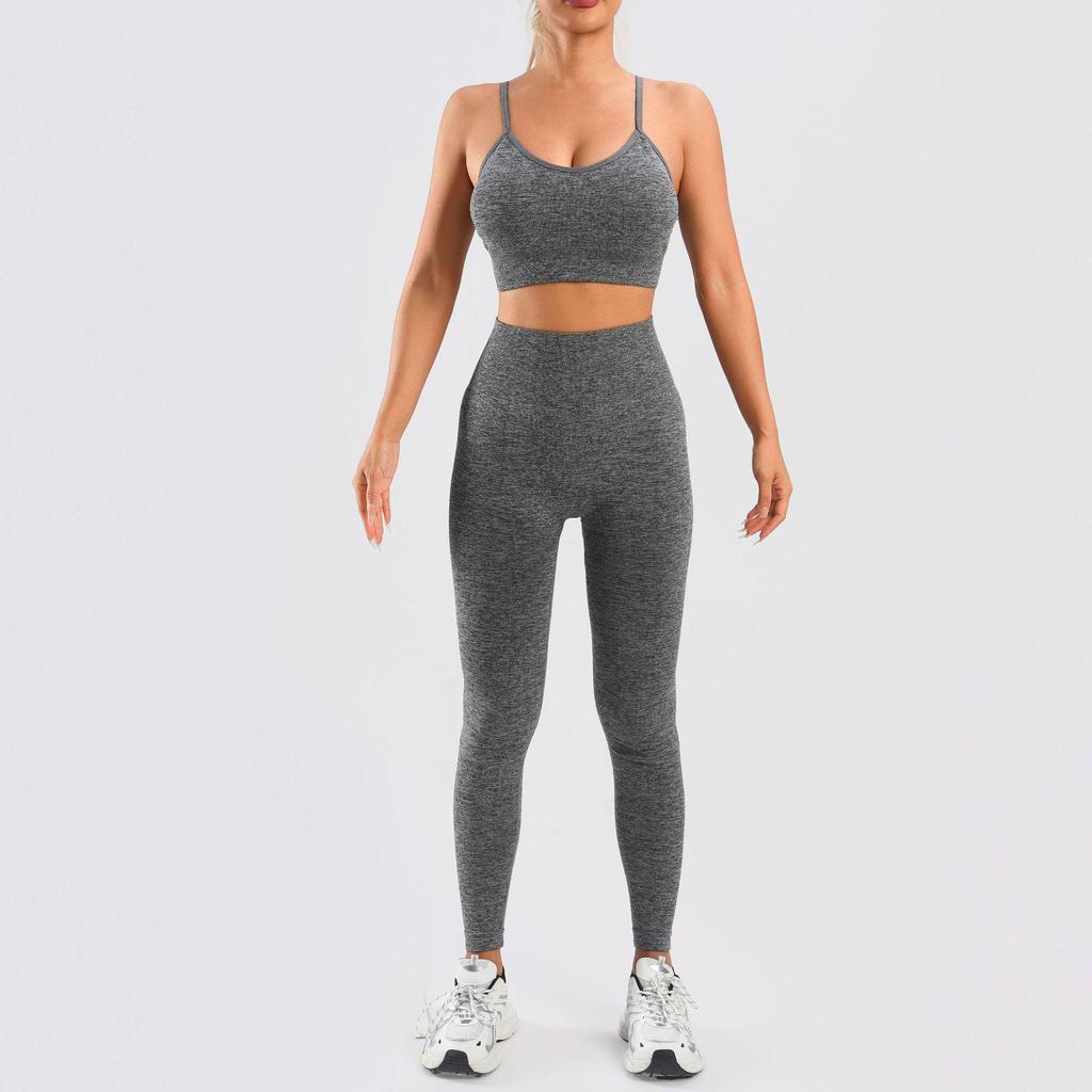 Sport-Camisole mit Raffung BH-Set: Kurzärmeliges Crop-Top & High-Waist-Leggings für Yoga & Fitness