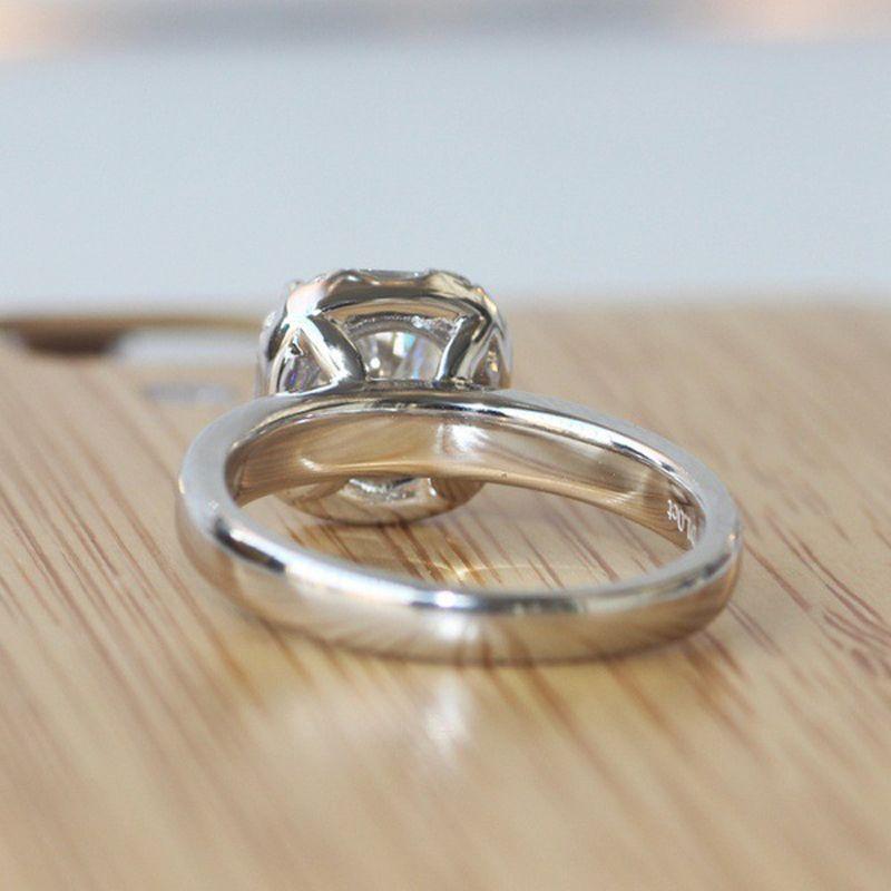 Elegant Silver Plated Wedding Ring For Women With Square Simulated Zircon