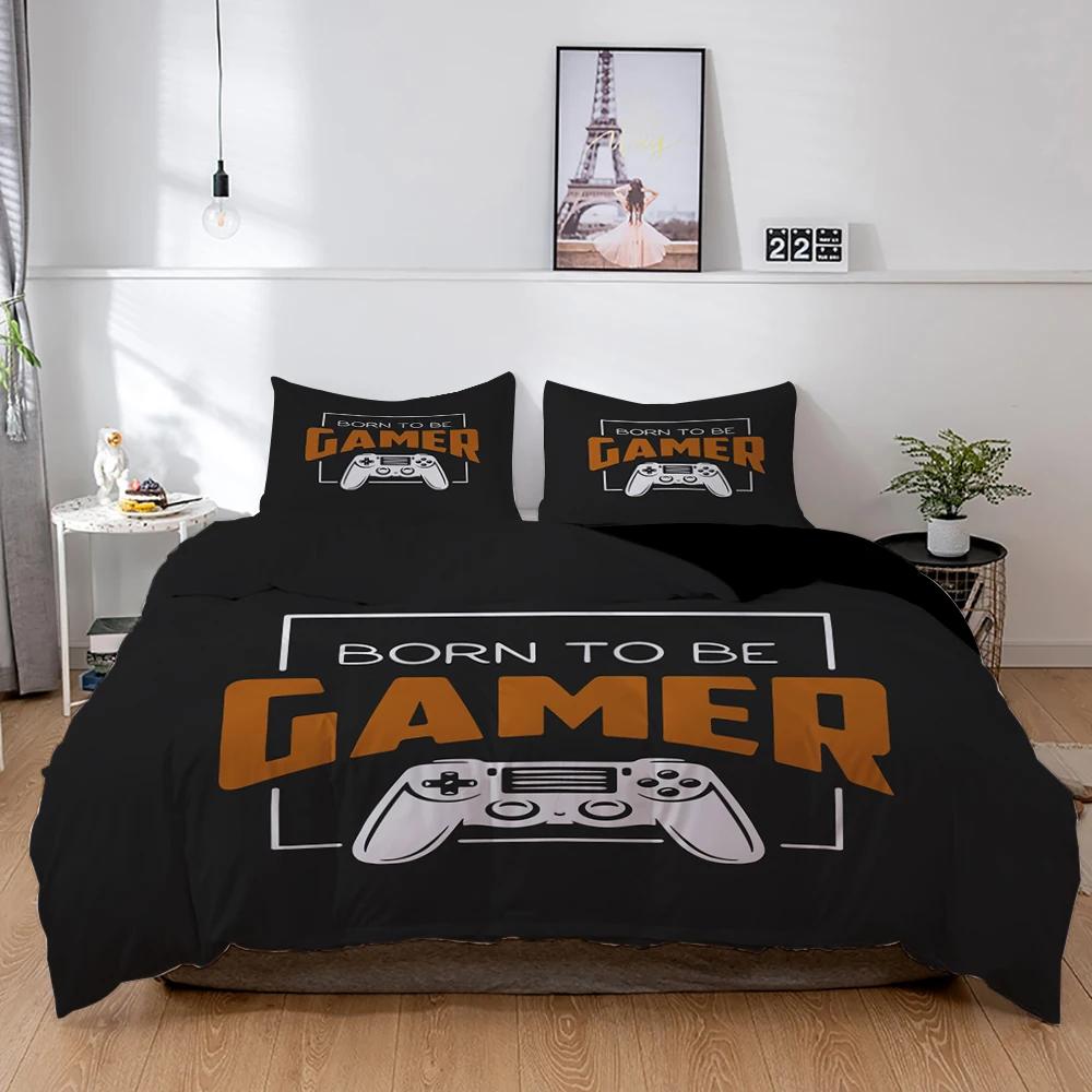3D Gamepad King Queen Duvet Cover Game Theme Bedding Set For Teens Adults Youth Gamer Bedroom Decor 2/3Pcs Polyester Quilt Cover