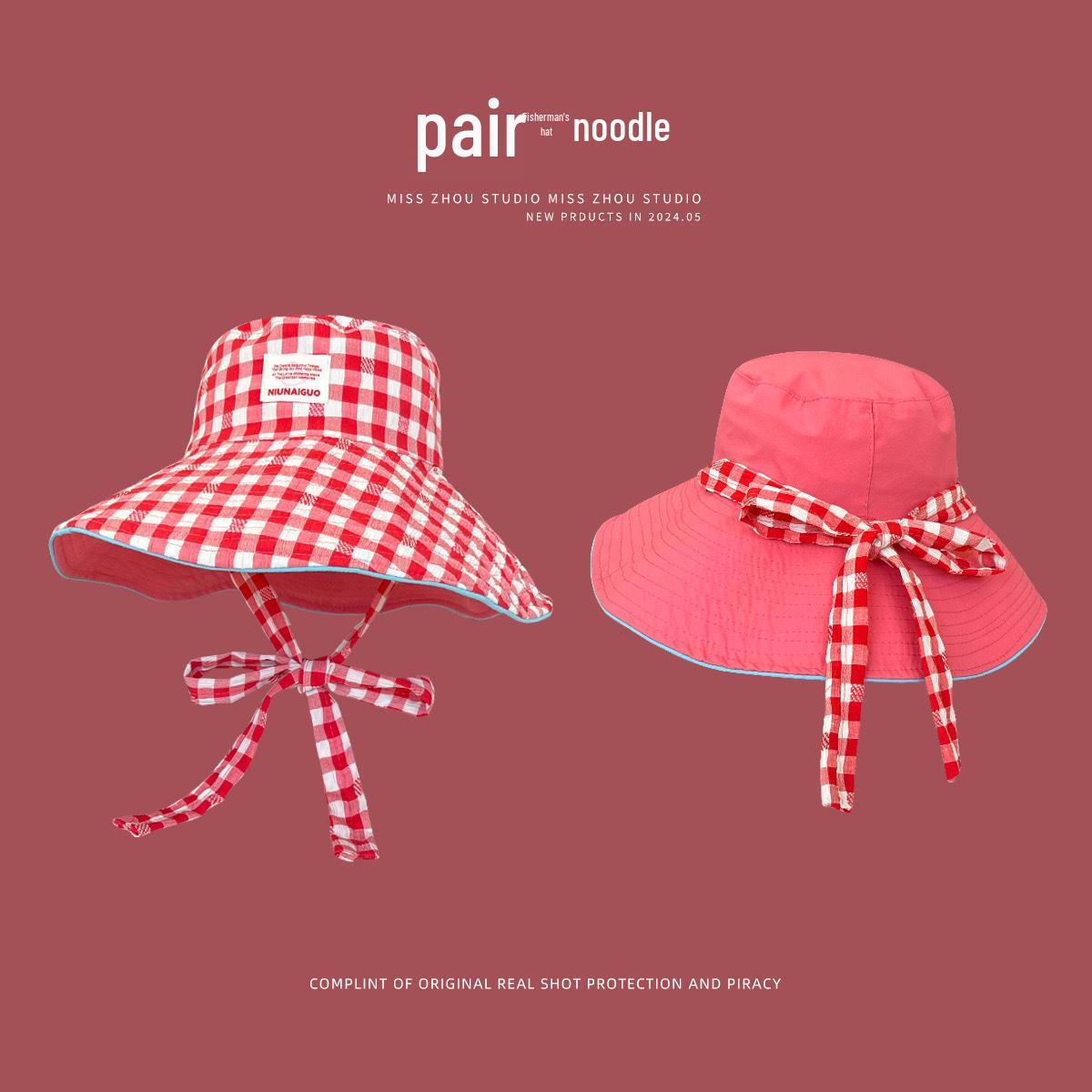 

Women s 2025 Korean Plaid Knitted Sun Hat: Summer Outdoor Travel Vacation Sunscreen Protection One Size 56-58