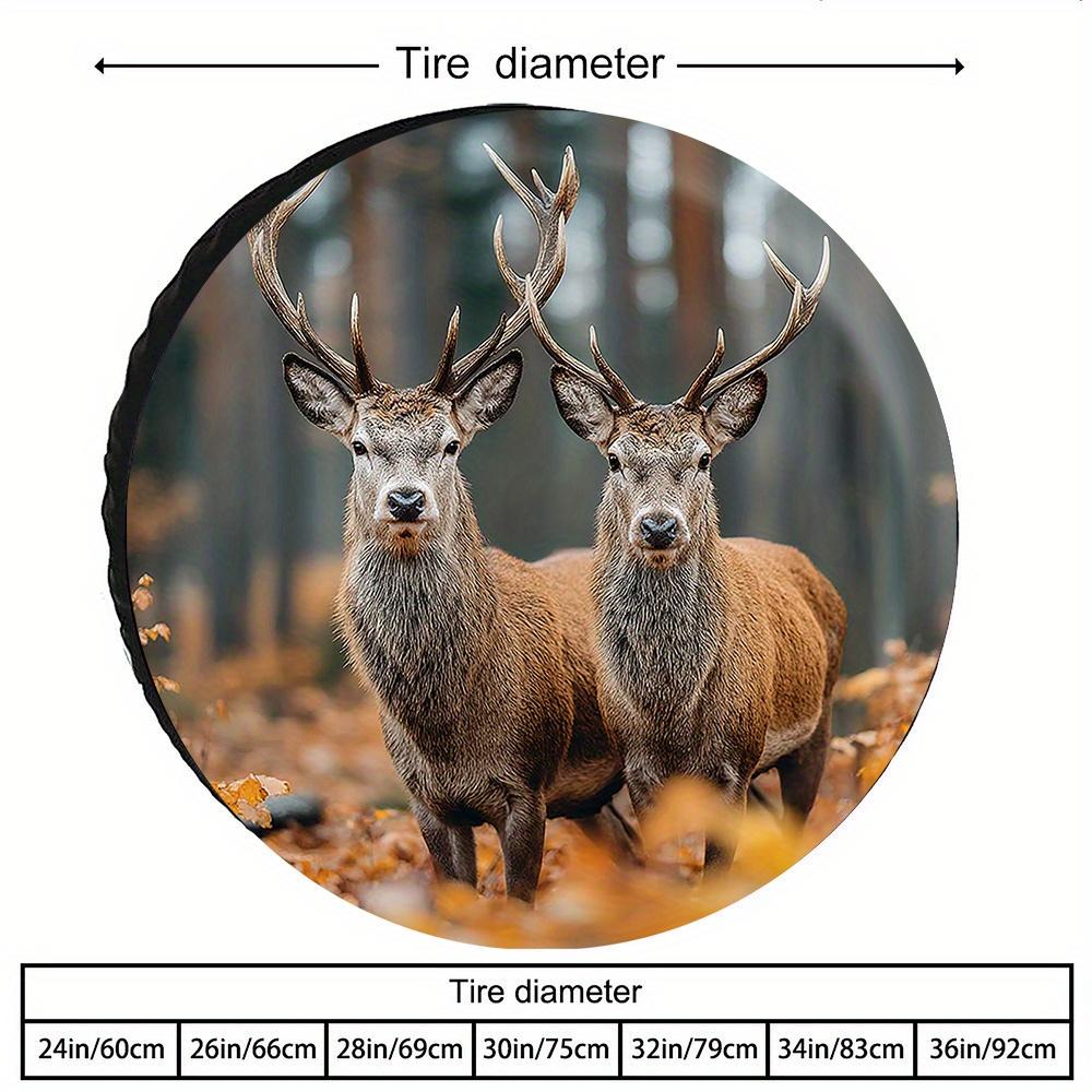 Hirsch Hirsch Herbst Wald Druck Reifenabdeckung Polyester Ersatzradschutz für SUV Wohnmobil LKW
