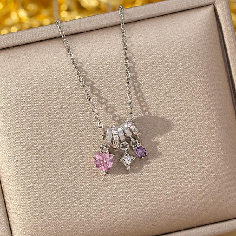 [Titanium Steel] Necklace Women's Copper Micro-inlaid Electroplating Advanced Sense Delicate Clavicle Chain Jewelry