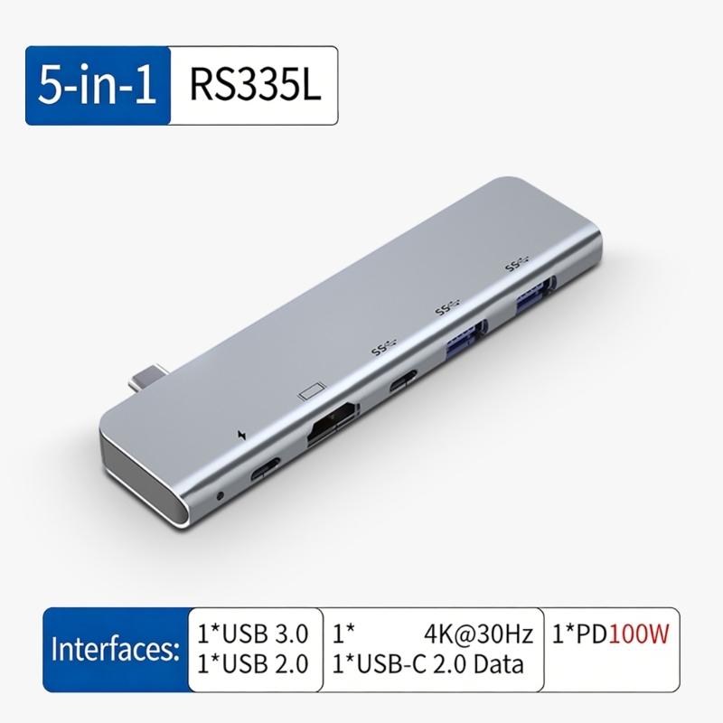 Multiports USB C Adapters 100W Fast Charging HDTV Output Metal Shell For Computer Accessories