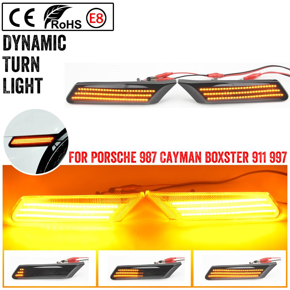2X LED Side Marker Turn Signal Car Blinker Indicator Light For Porsche 987 Cayman Boxster 911 997 Carrera Turbo GT3 GT2