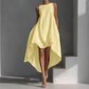 2026 Women's New Sleeveless Front Short Rear Long Irregular Cotton and Linen Dress