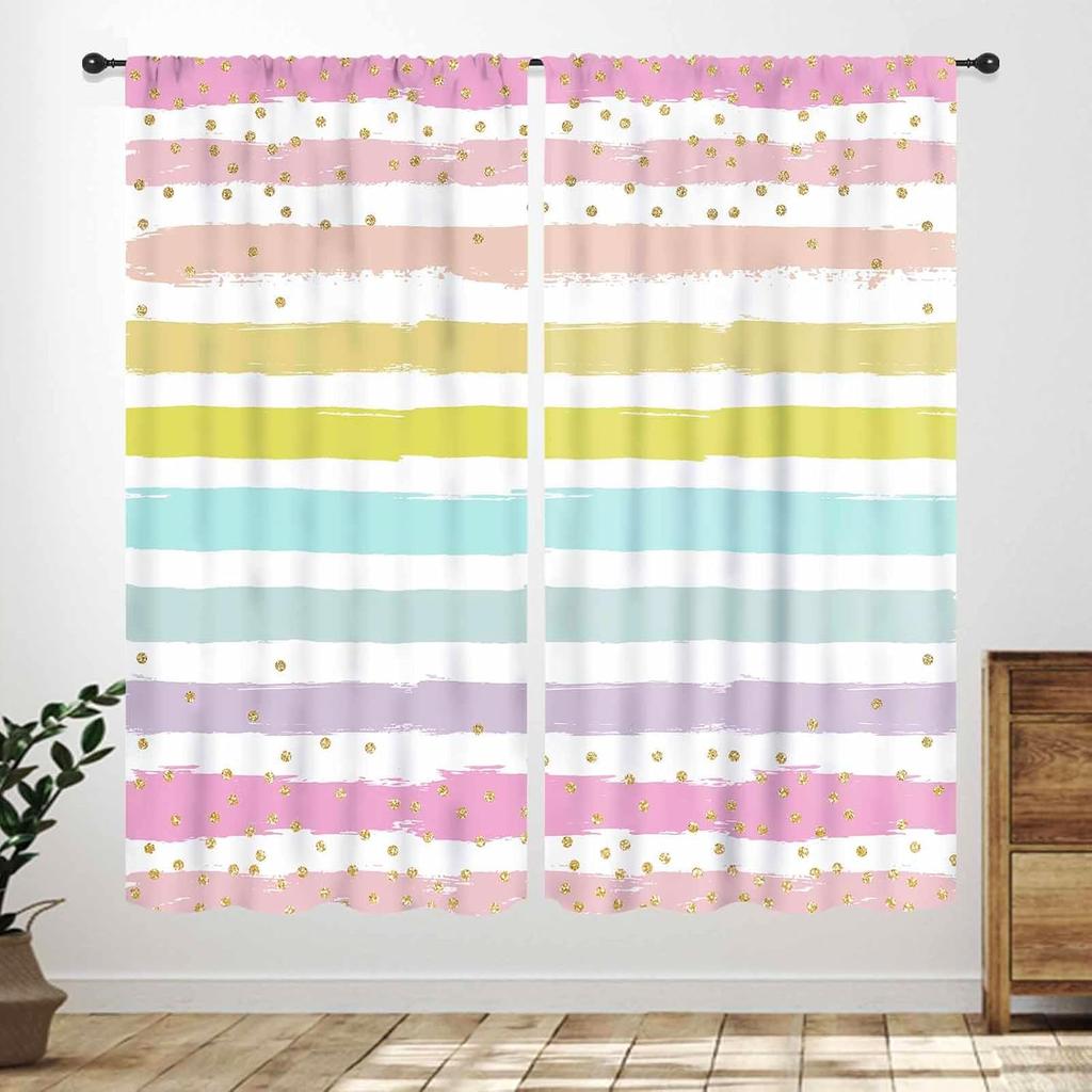 Rainbow Quote Curtains Kids Cartoon Cute Flowers Sun Lovely Inspirational Motivational Words Boys Girls Bedroom Window Polyester Decor Treatment