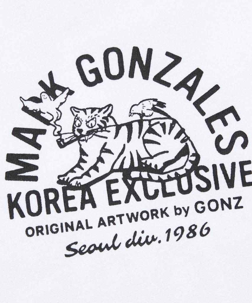 Mark Gonzales Korea Edition Smoking Tiger Short Sleeve T-Shirt - White